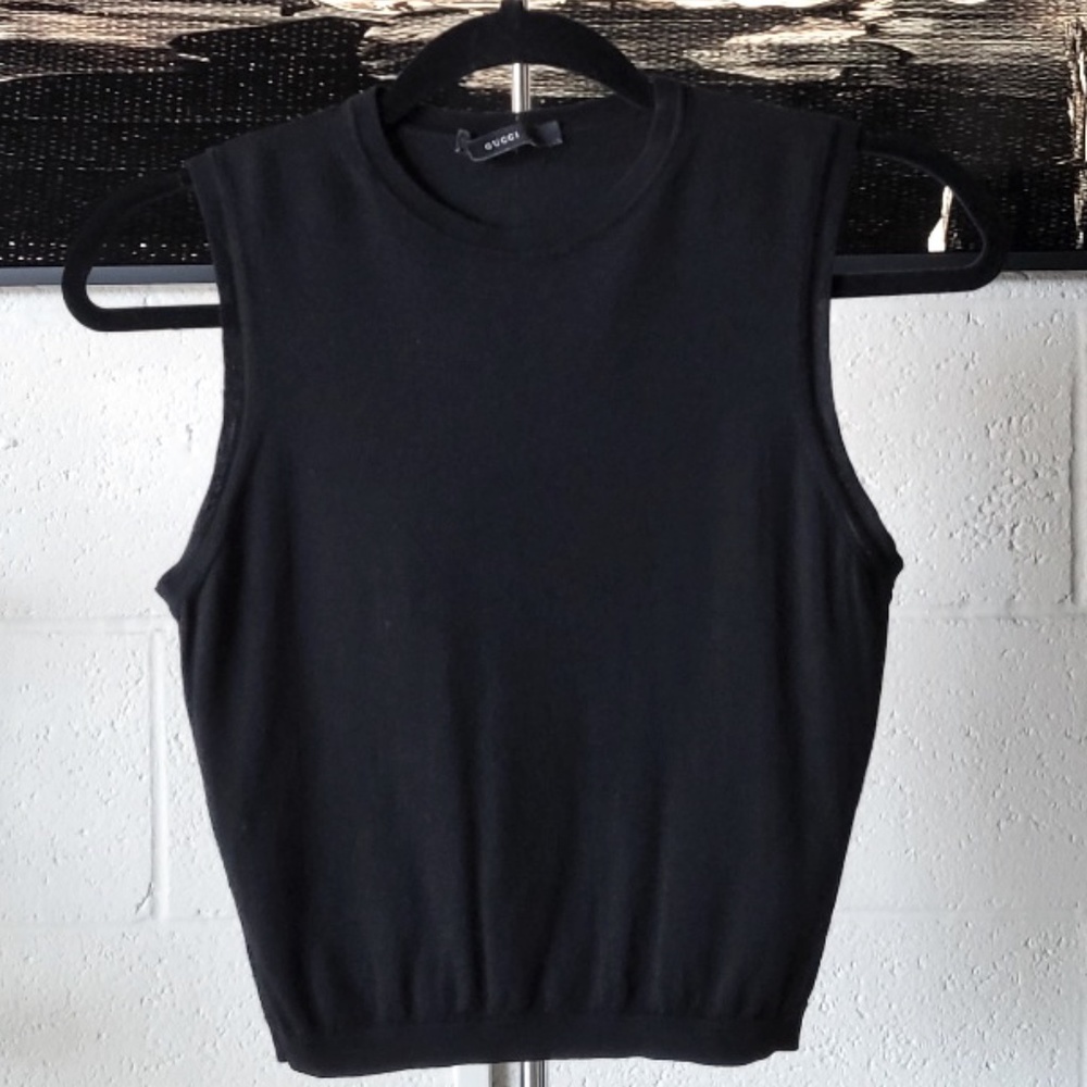 Gucci Vintage Black Crew Neckline Crop Top.  Size S.  Authentic